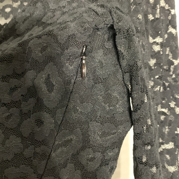 Cache mesh leopard nylon black long sleeve shirt small fitted stretch top - Picture 5 of 7